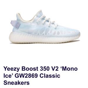 Yeezy Boost 350 V2 Mono Ice GW2869 Classic Sneakers NWOT